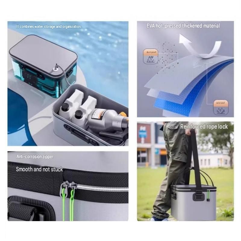 Grey Foldable Car Wash Storage Box - Large Capacity Waterproof EVA Organizer view 3