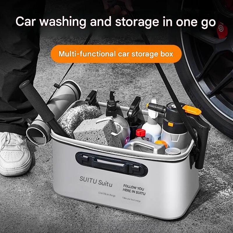 Grey Foldable Car Wash Storage Box - Large Capacity Waterproof EVA Organizer view 4