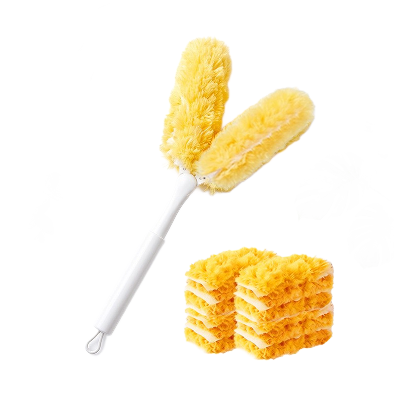 Dual-Head Microfiber Duster with 1.4m Telescopic Pole - 360° Rotating Washable