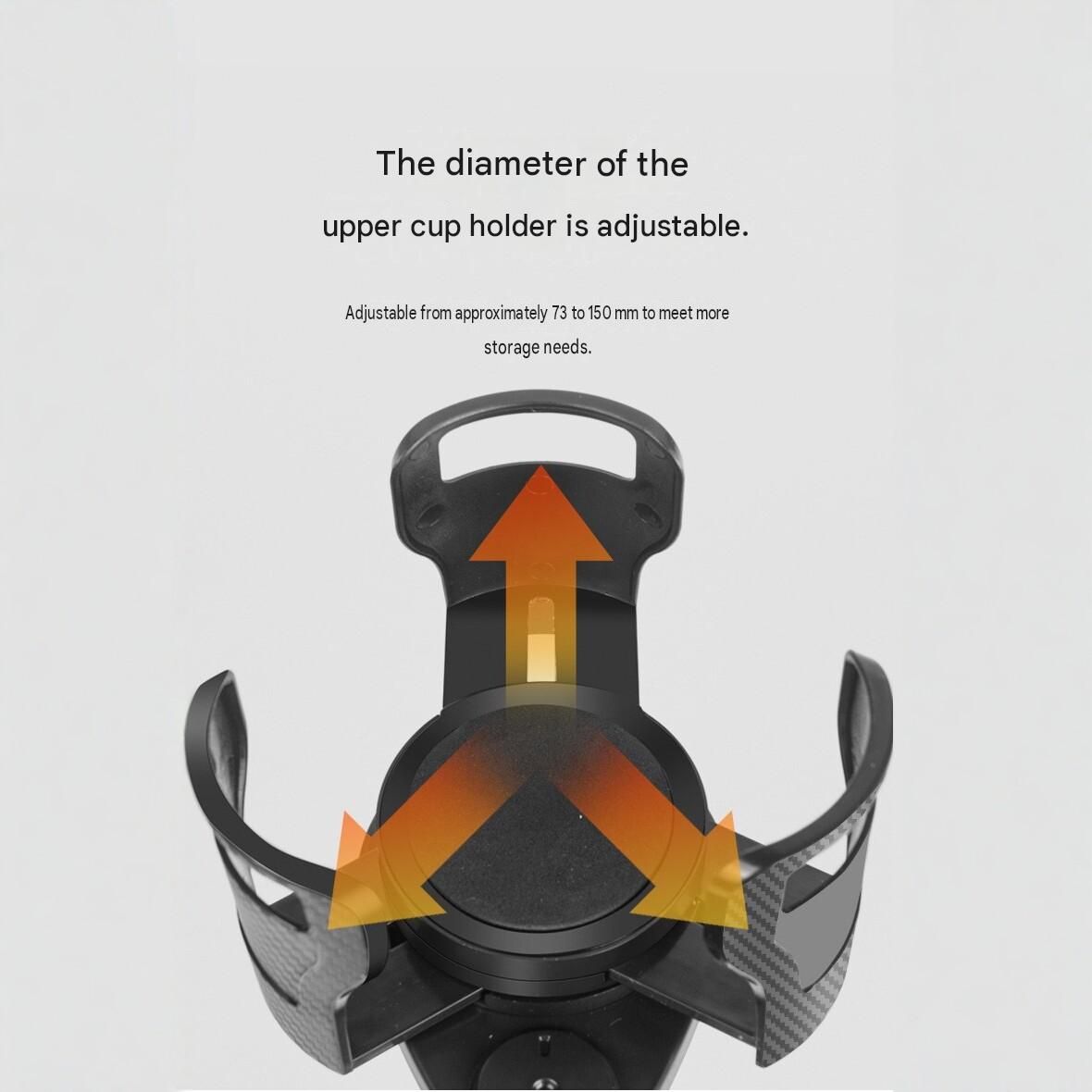 Carbon Fiber Black Rotating 2-in-1 Car Cup Holder Expander - 360 Degree view 4