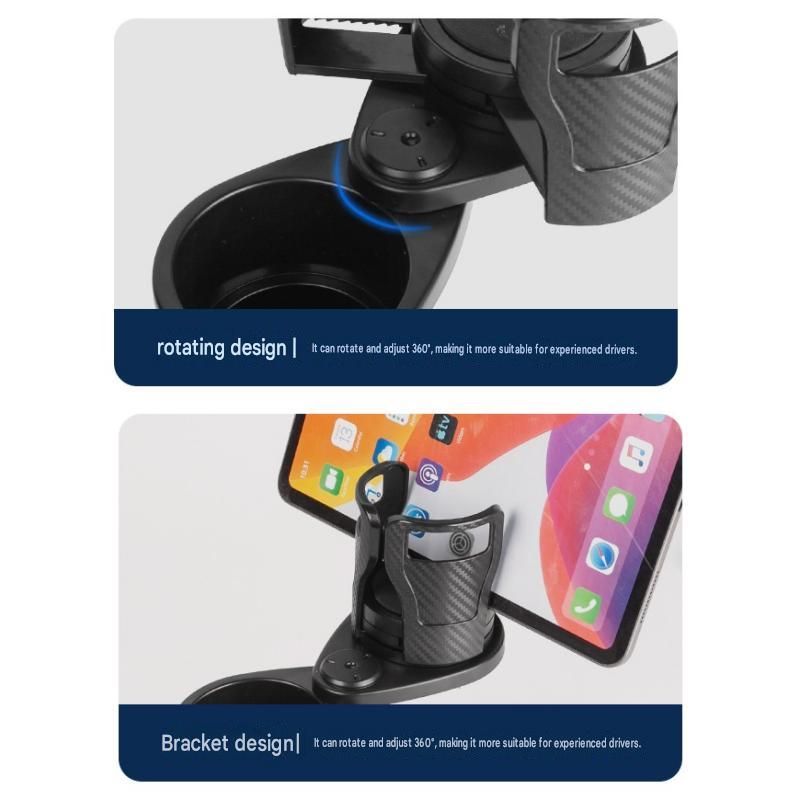 Carbon Fiber Black Rotating 2-in-1 Car Cup Holder Expander - 360 Degree view 7