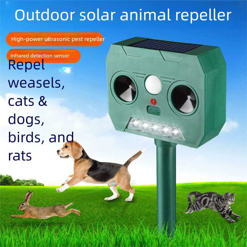 Solar Powered Ultrasonic Animal Repeller （Dual-speaker style）- Outdoor Pest view 2