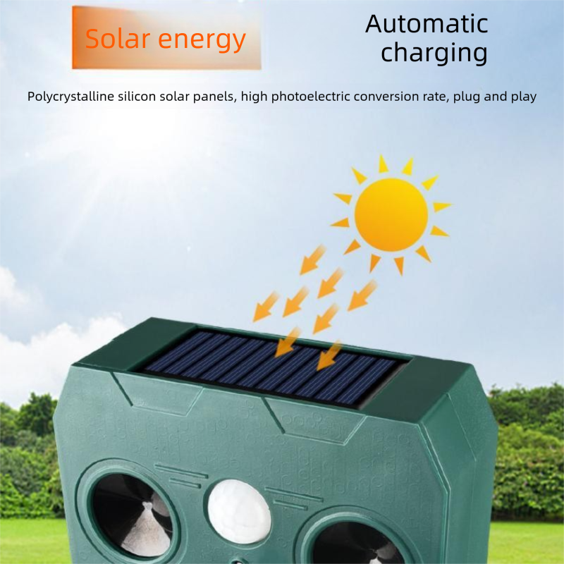 Solar Powered Ultrasonic Animal Repeller （Dual-speaker style）- Outdoor Pest view 3