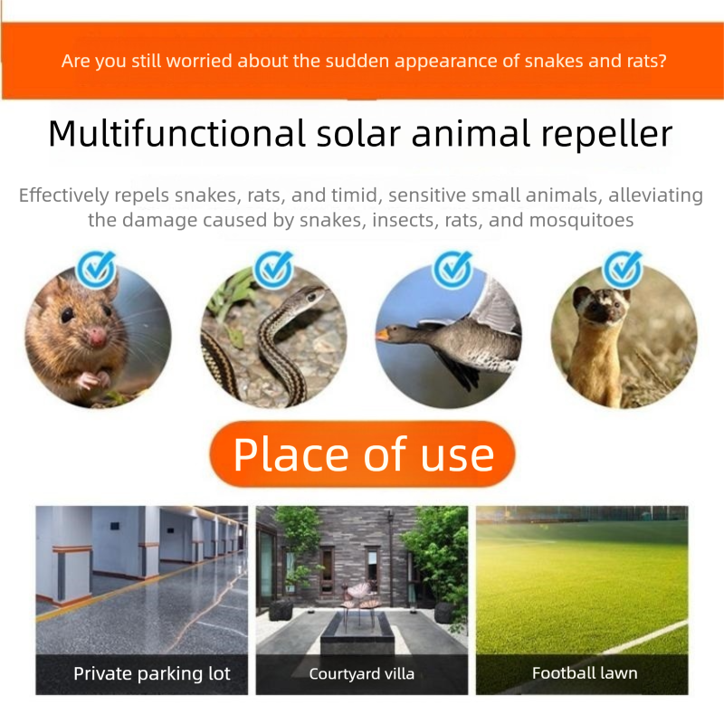 Solar Powered Ultrasonic Animal Repeller （Dual-speaker style）- Outdoor Pest view 4
