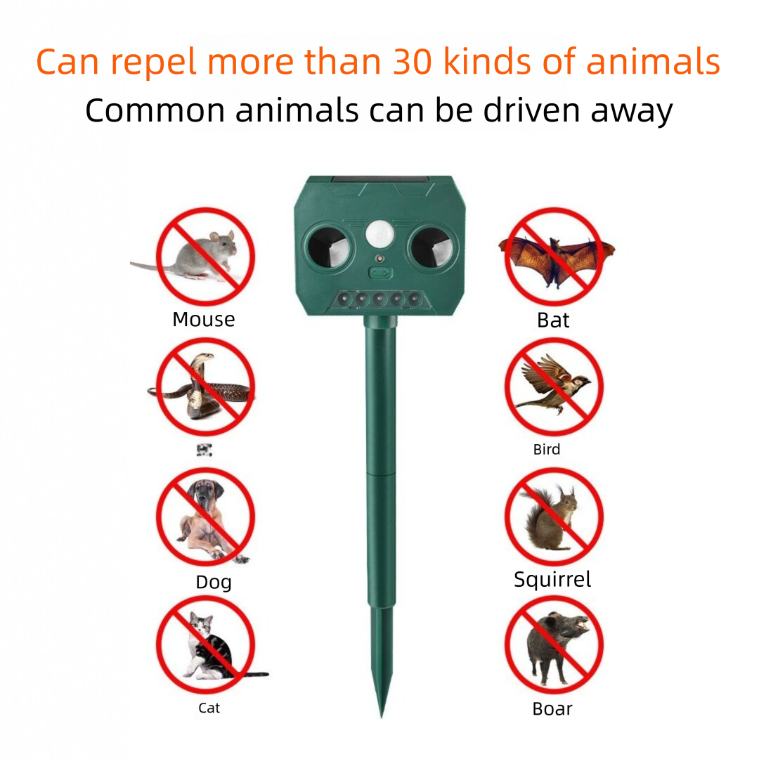 Solar Powered Ultrasonic Animal Repeller （Dual-speaker style）- Outdoor Pest view 7