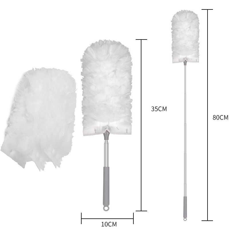 White Telescopic Electrostatic Duster with 4-pack Replaceable Microfiber Head