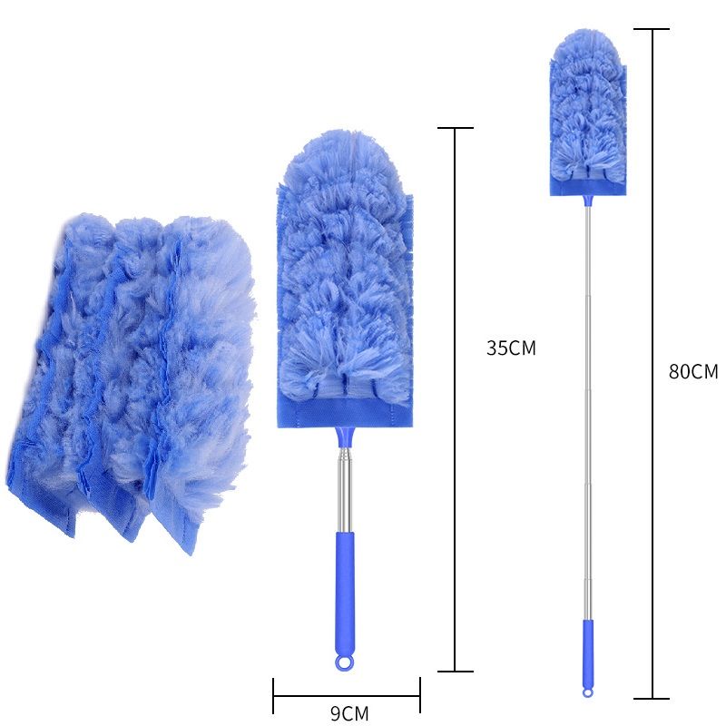 Blue Telescopic Electrostatic Duster with 4-pack Replaceable Microfiber Head