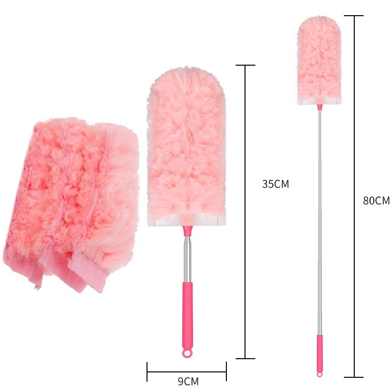 Pink Telescopic Electrostatic Duster with 4-pack Replaceable Microfiber Head
