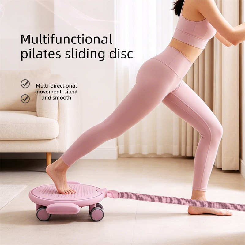Pink Multifunctional Pilates Glider Disc - 360° Rolling Core Trainer with view 2
