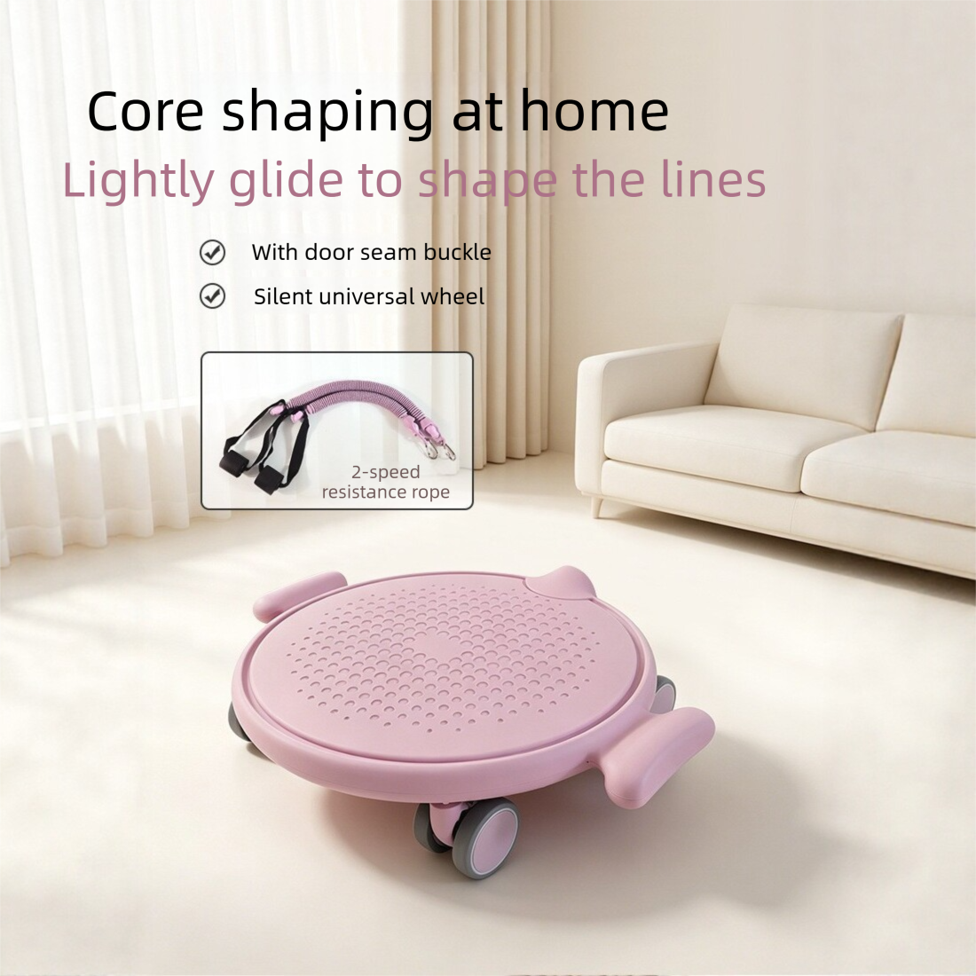 Pink Multifunctional Pilates Glider Disc - 360° Rolling Core Trainer with view 6