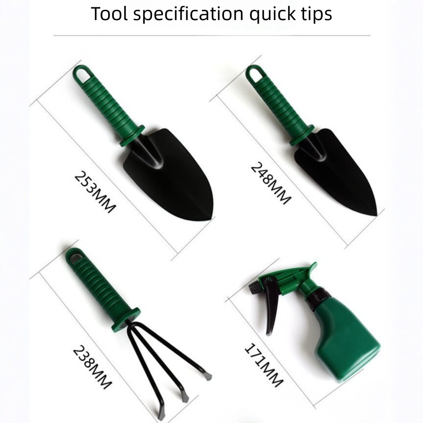 10-Piece Gardening Tool Set（Green handle with silver-gray face） - Stainless view 4