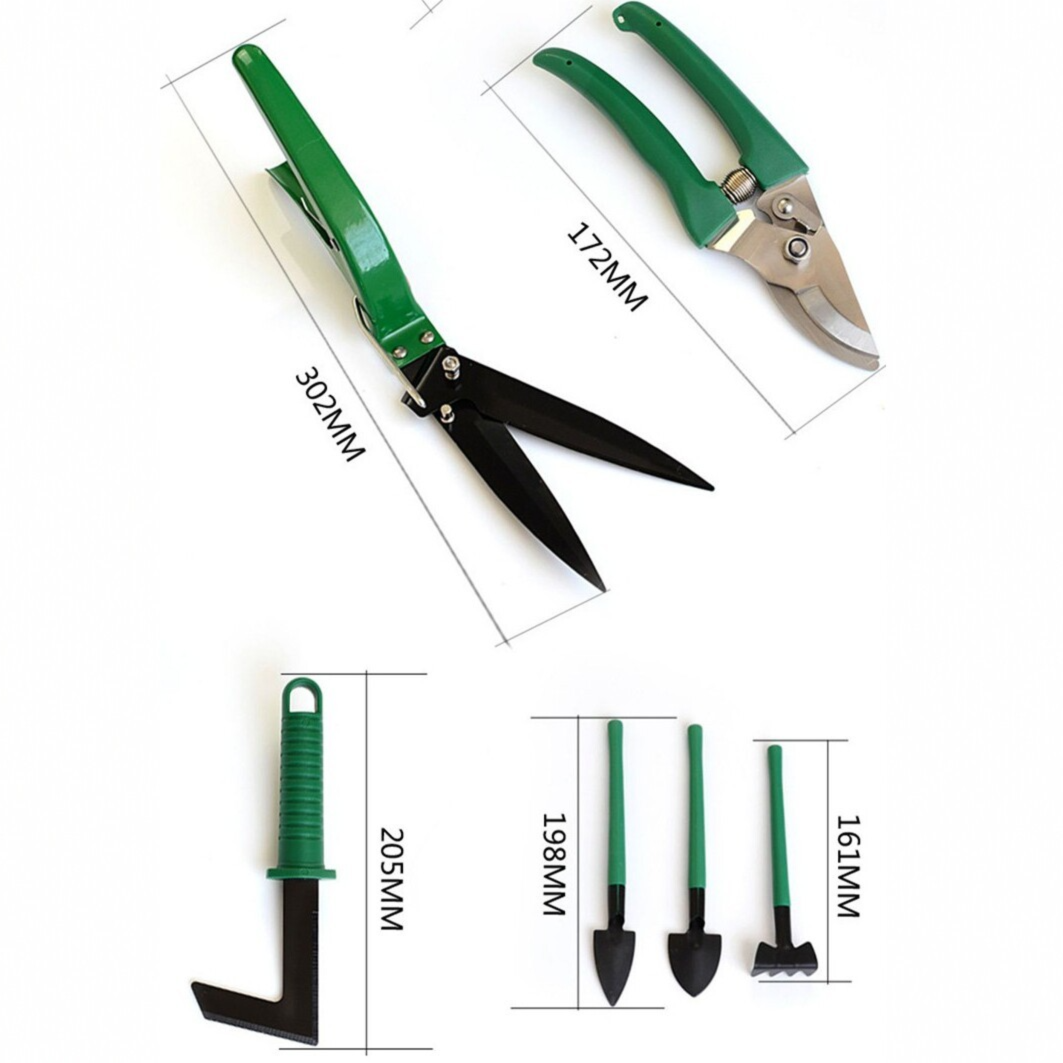 10-Piece Gardening Tool Set（Green handle with silver-gray face） - Stainless view 5