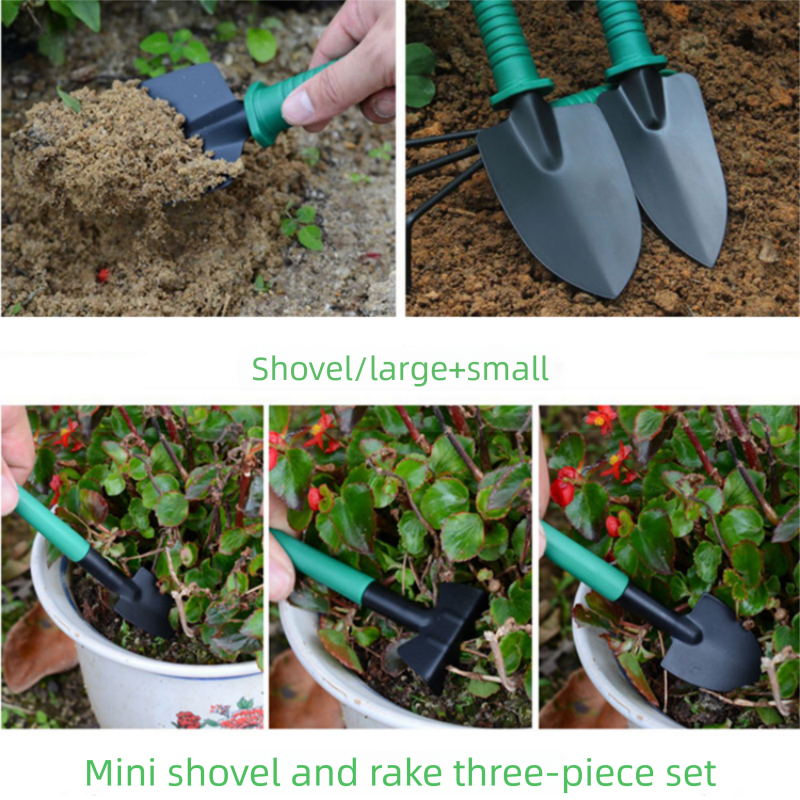 10-Piece Gardening Tool Set（Green handle with silver-gray face） - Stainless view 9