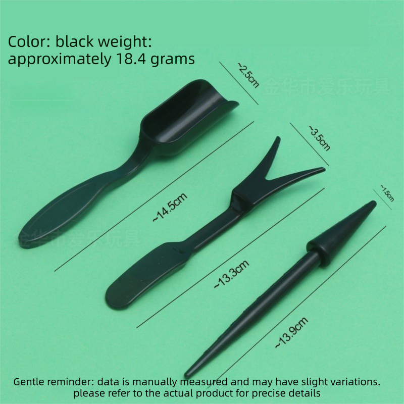 Black Minimalist 4-Piece Succulent Gardening Tool Set with Storage Bucket view 3