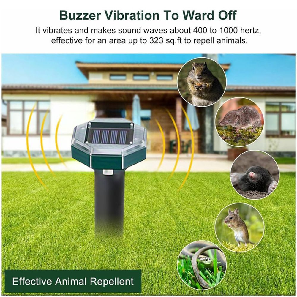 2-pack Solar Snakes Repeller - Ultrasonic Animal Deterrent for Garden and Lawn view 3