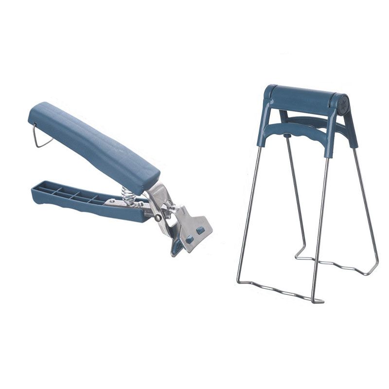 Kitchen Bowl and Plate Lifter Set - 2 Piece Blue Set with Foldable Dish Lifter