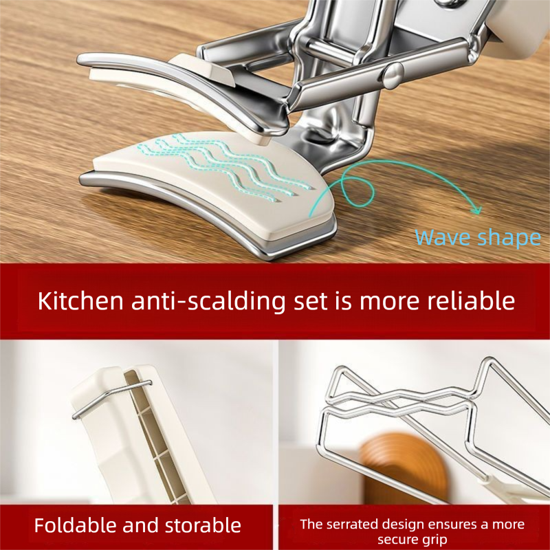 Kitchen Bowl and Plate Lifter Set - 2 Piece White Set with Foldable Dish view 3