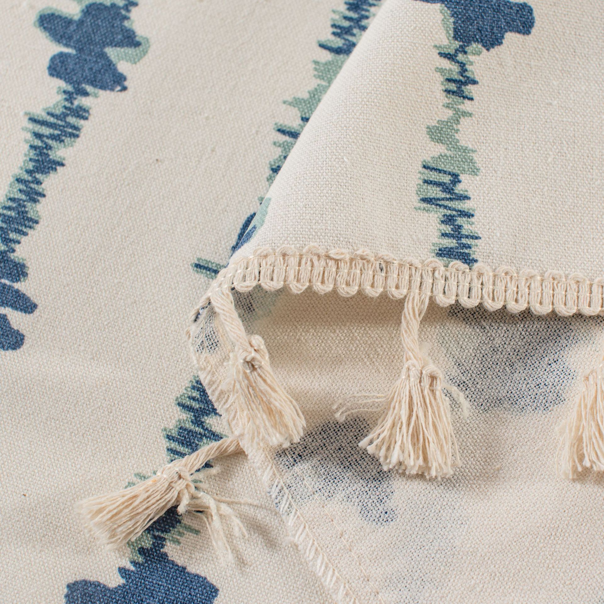 Blue Striped Cafe Curtain - 150 x 45 cm Cotton Linen Half Window Curtain with view 4