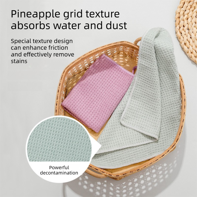 4 Pack Green Microfibre Cleaning Cloths - 30 x 40 cm Waffle Texture Absorbent view 3
