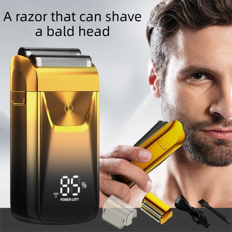 Men's Reciprocating Foil Shaver Upgraded Set (Gold)- USB Rechargeable Dual view 2