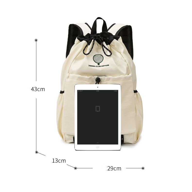 Khaki Sports Drawstring Backpack - Large Capacity Badminton view 7