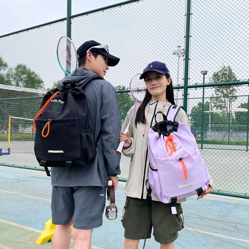 Green Sports Drawstring Backpack - Large Capacity Badminton view 2