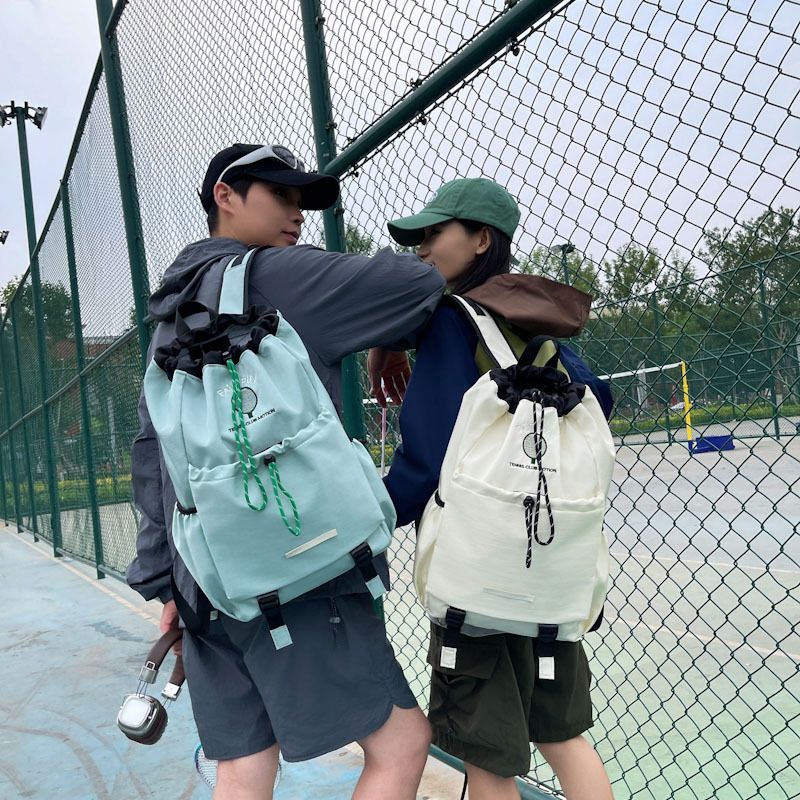 Green Sports Drawstring Backpack - Large Capacity Badminton view 3