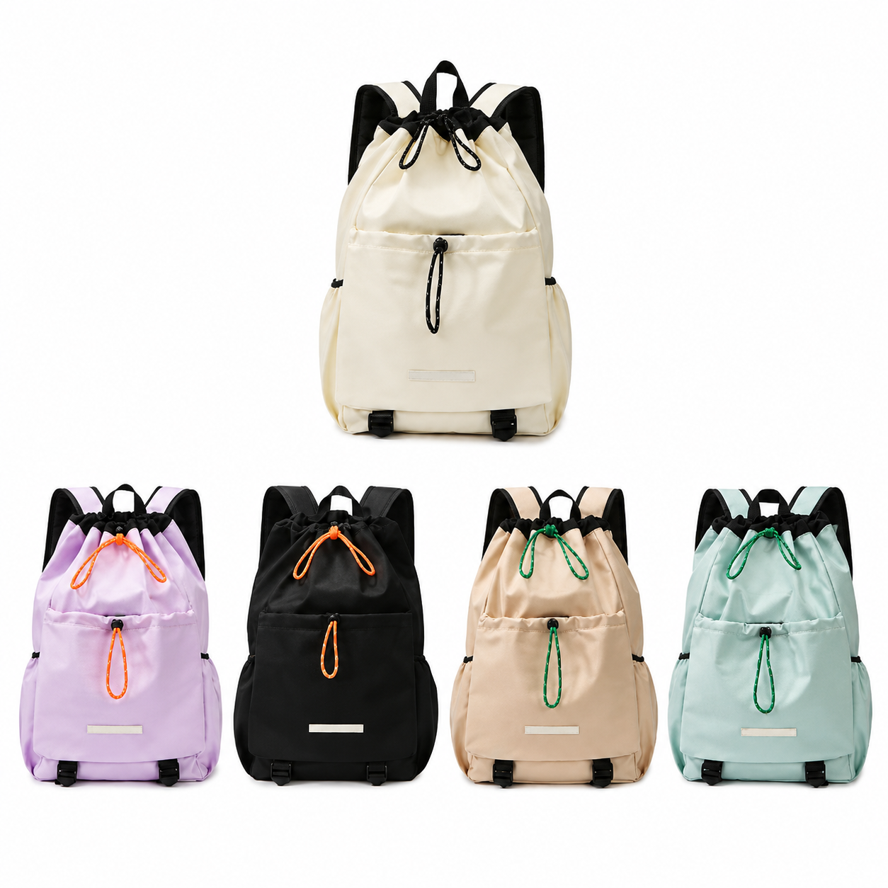 Purple Sports Drawstring Backpack - Large Capacity Badminton view 4
