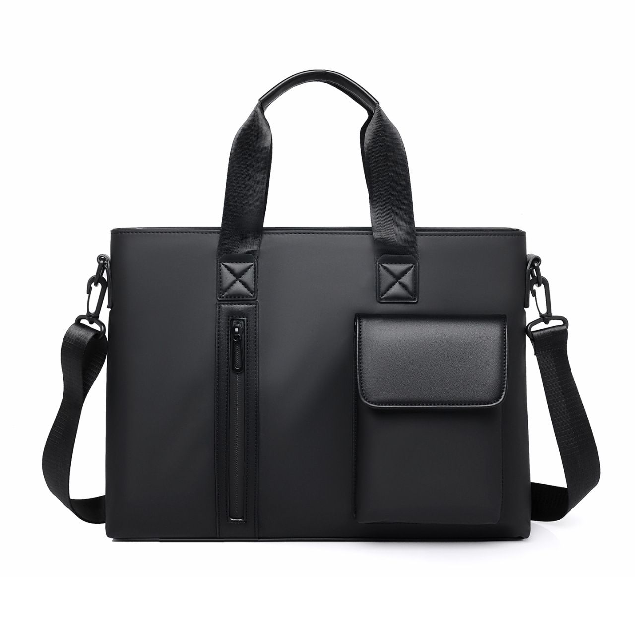 Black Men's Laptop Bag - Large Capacity Multi-Compartment Shoulder and Hand