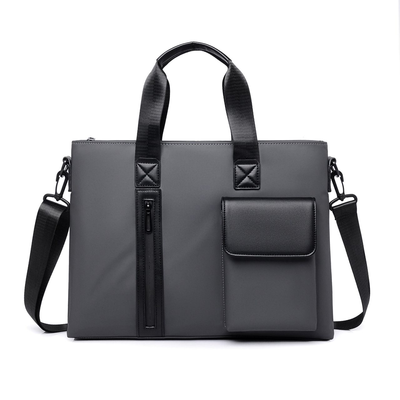Black Men's Laptop Bag - Large Capacity Multi-Compartment Shoulder and Hand