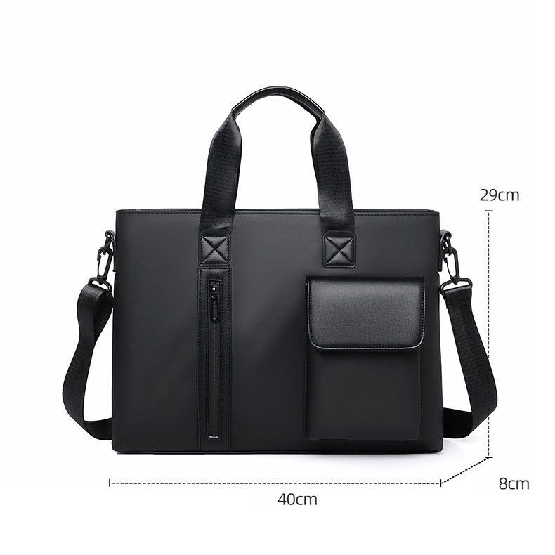 Black Men's Laptop Bag - Large Capacity Multi-Compartment Shoulder and Hand view 7