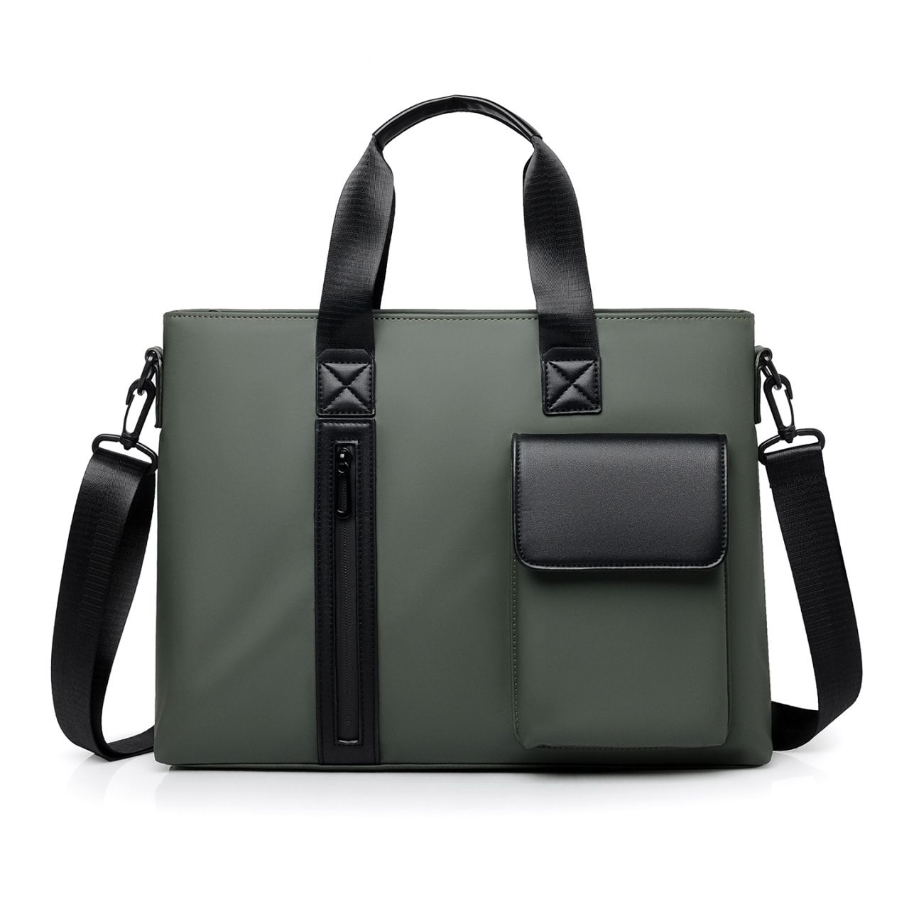 Black Men's Laptop Bag - Large Capacity Multi-Compartment Shoulder and Hand