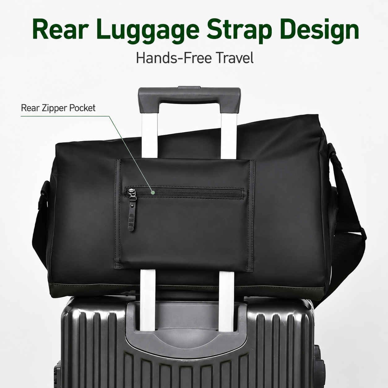 Black Expandable Travel Shoulder Bag - Large Capacity Gym and Duffel Bag with view 7