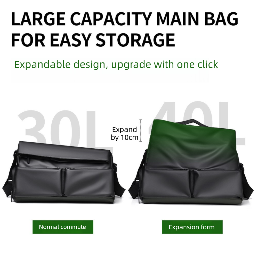 Green Expandable Travel Shoulder Bag - Large Capacity Gym and Duffel Bag with view 4