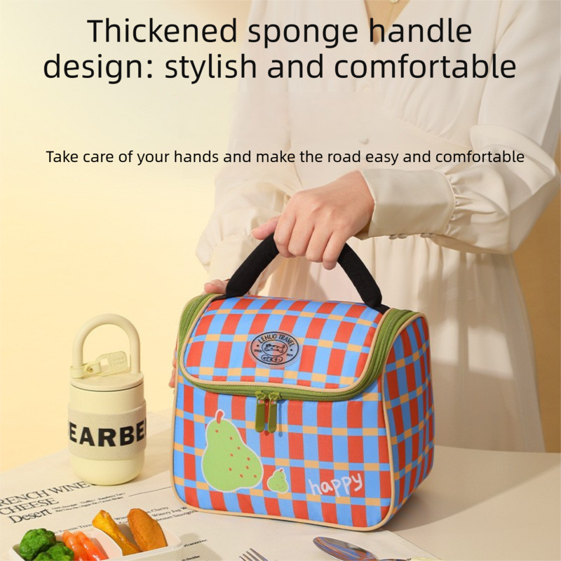 Blue Insulated Lunch Bag - Portable Lunch Tote with Thickened Aluminium Foil view 5