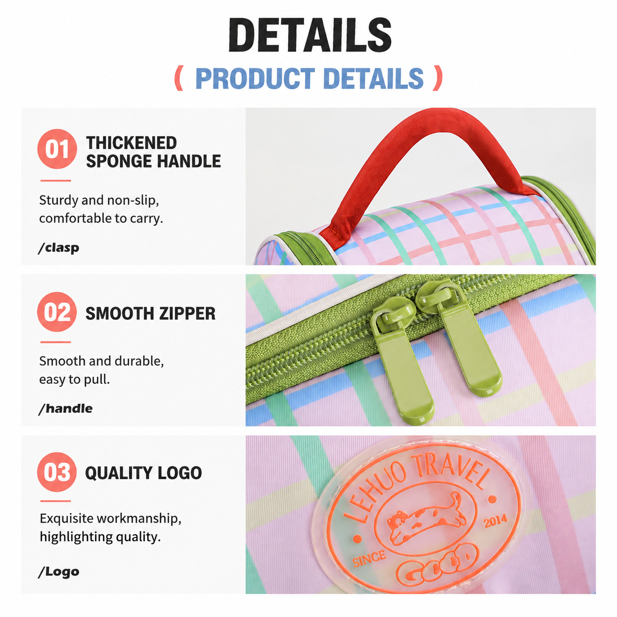 Pink Insulated Lunch Bag - Portable Lunch Tote with Thickened Aluminium Foil view 6