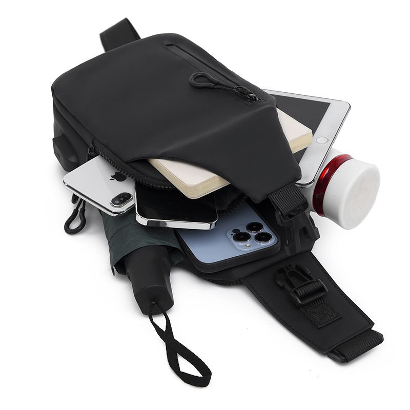 Black Men's Sling Chest Bag - Lightweight Large Capacity Crossbody Shoulder view 5