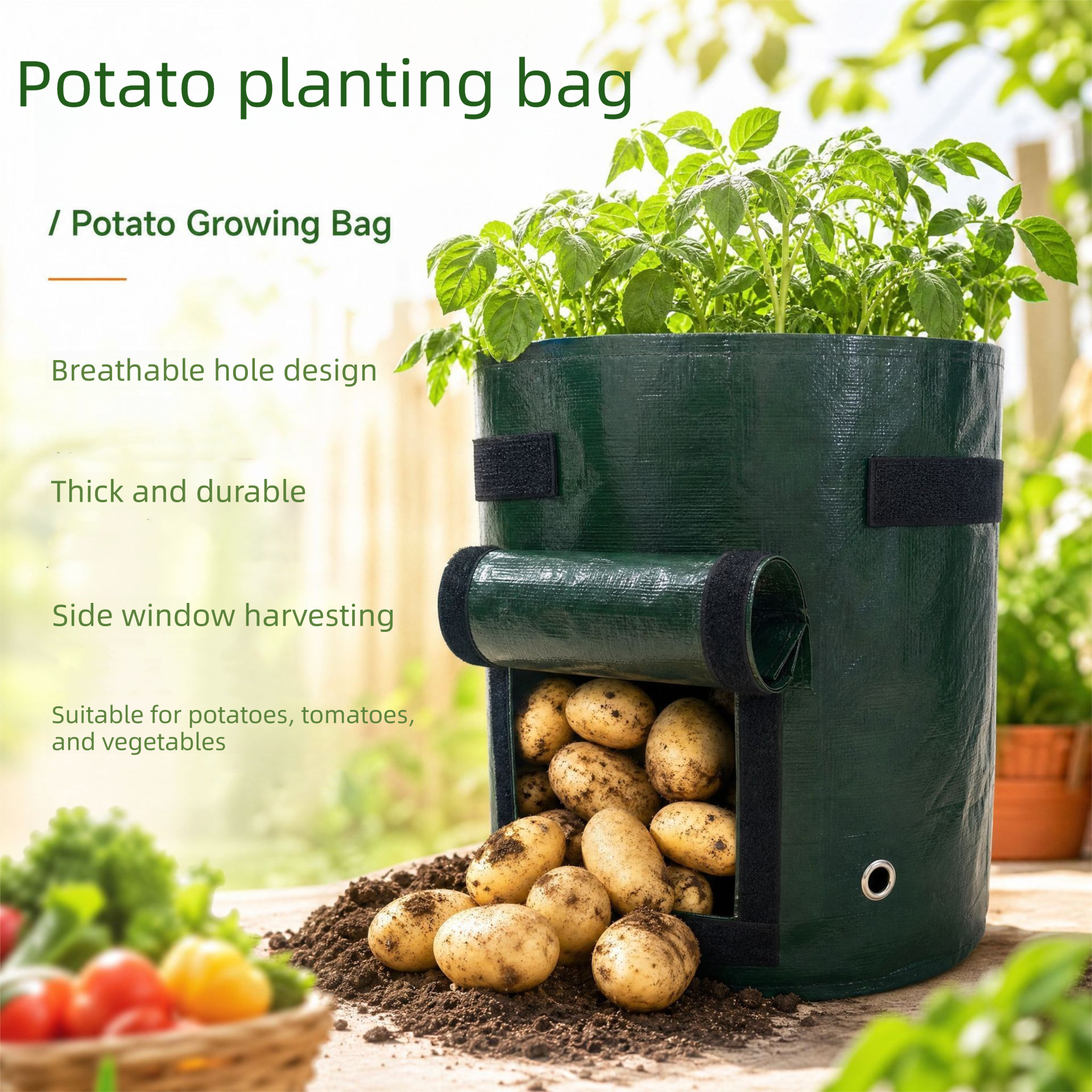 Potato Grow Bags 4 Pack 35x45cm Vegetable Planting Bags PE Garden Planter Bags view 2