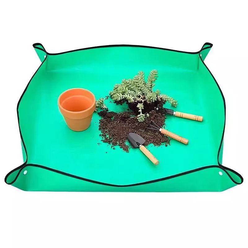 Green Waterproof Garden Repotting Mat - 66 x 66 cm Foldable Potting and view 2