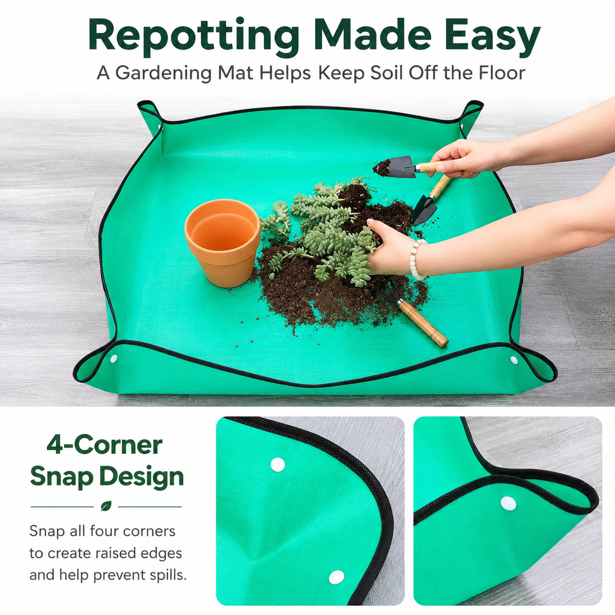 Yellow Waterproof Garden Repotting Mat - 66 x 66 cm Foldable Potting and view 4