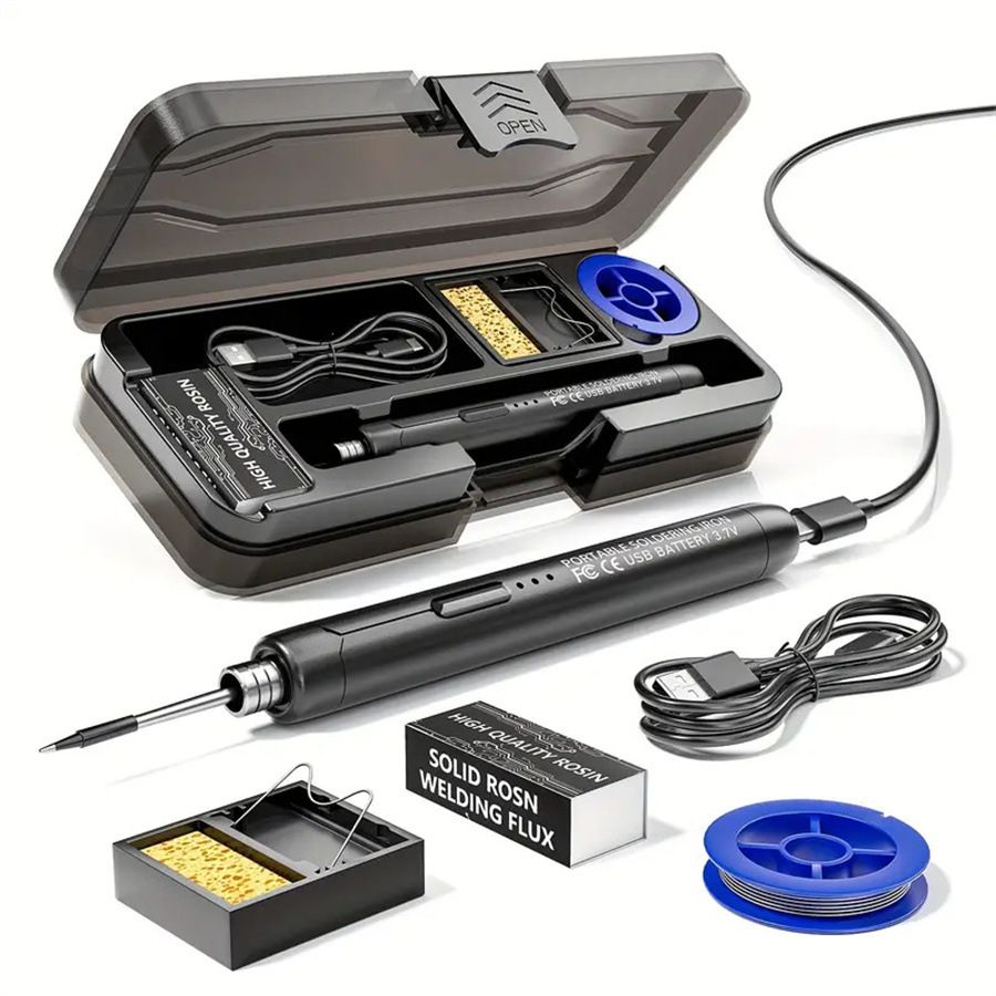 Black Portable Cordless Soldering Iron Kit 5V 8W USB Rechargeable - 3