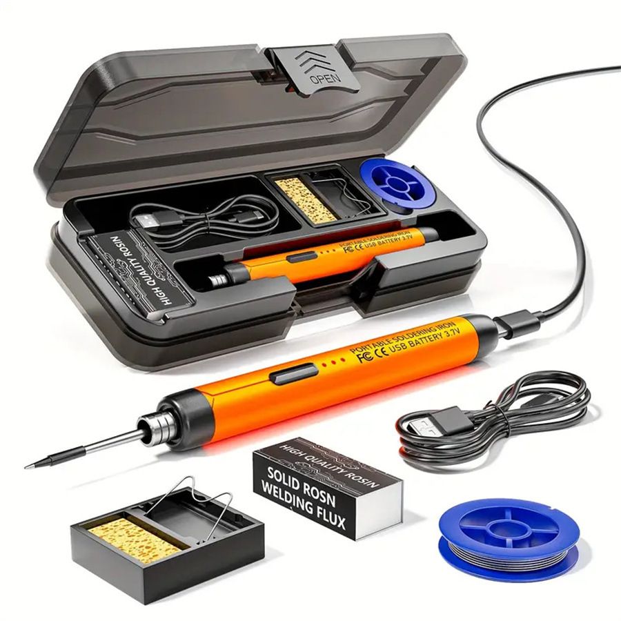 Orange Portable Cordless Soldering Iron Kit 5V 8W USB Rechargeable - 3
