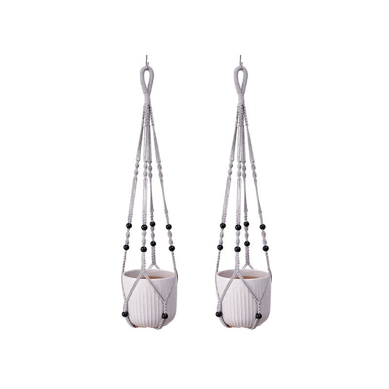 2 Pack Macrame Plant Hanger (Gray)- 90cm Cotton Rope Hanging Planter Basket
