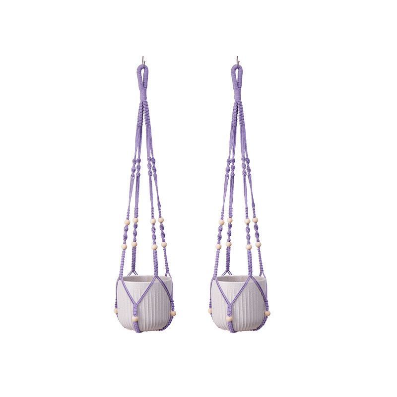 2 Pack Macrame Plant Hanger (Purple)- 90cm Cotton Rope Hanging Planter Basket
