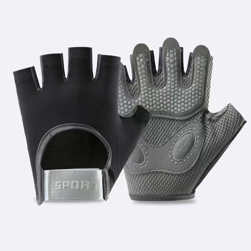 Women and Men Gym Gloves (Black Size L)- Breathable Half Finger Workout Gloves