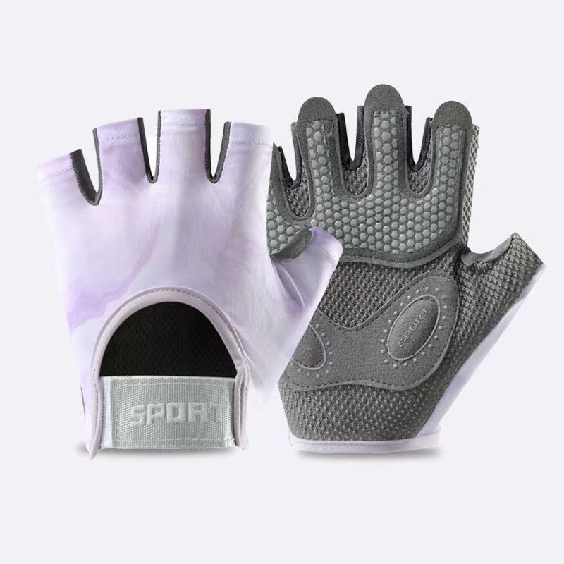 Women and Men Gym Gloves (Purple Size L)- Breathable Half Finger Workout