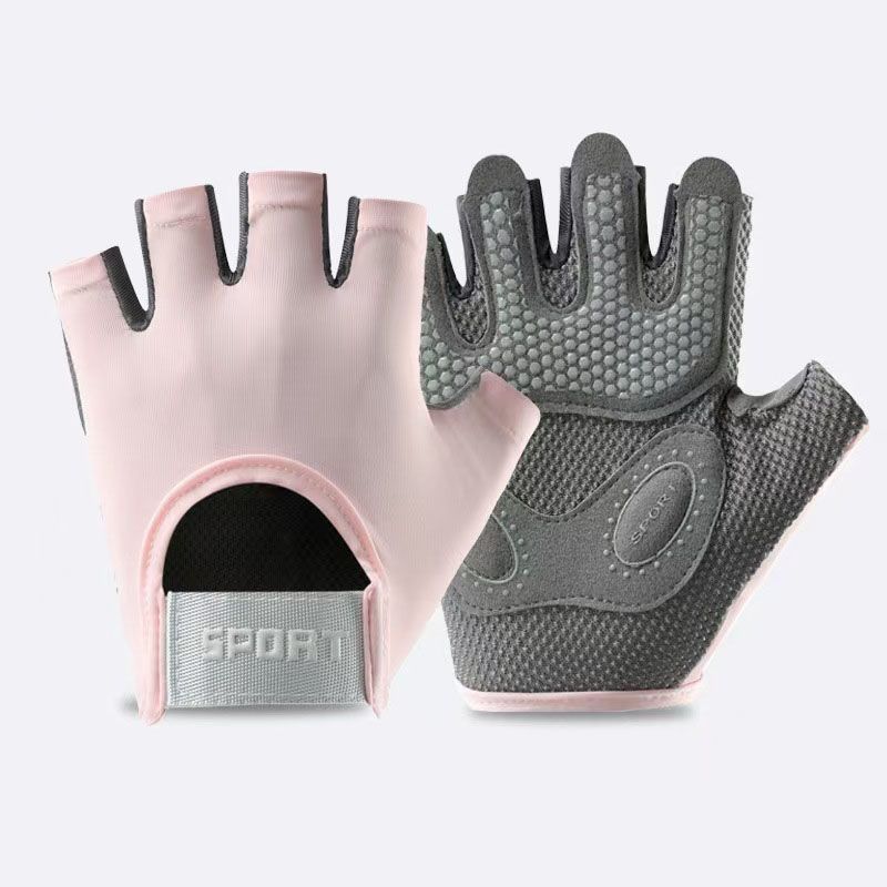 Women and Men Gym Gloves (Pink Size S)- Breathable Half Finger Workout Gloves
