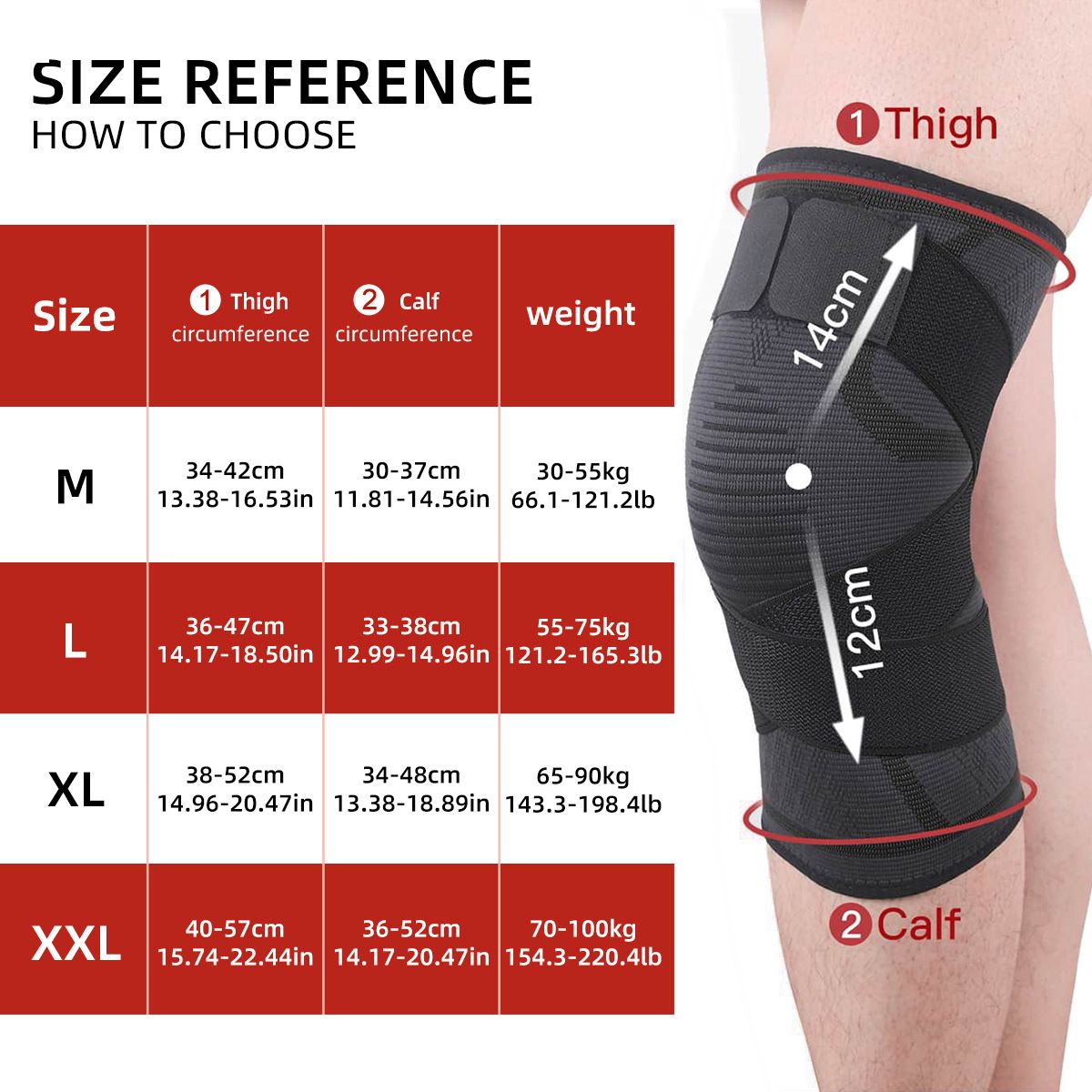 Adjustable Knee Brace 1PC L Size - Breathable Compression Knee Support with view 8