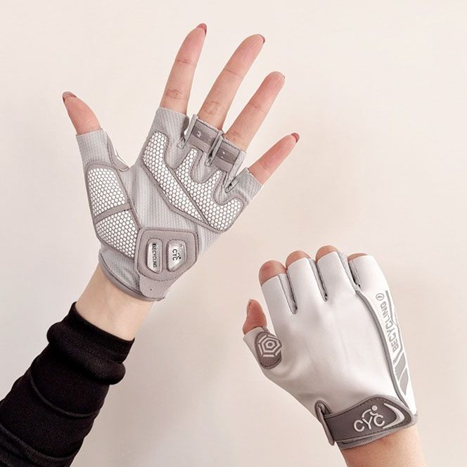 White Lightweight Cycling & Workout Gloves with Liquid Silicone Grip