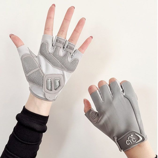 Gray Lightweight Cycling & Workout Gloves with Liquid Silicone Grip